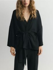 Bluza kimono z modalem - czarny. Czarne bluzy bez kaptura damskie Reserved, l, z dzianiny. Za 139.99 zł.