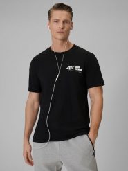 4F T-shirt regular gładki męski - czarny M. Czarne t-shirty męskie 4f, m, bez wzorów, z dresówki, bez kołnierzyka. Za 69.99 zł.