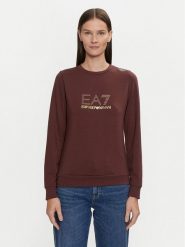 EA7 Emporio Armani Bluza 8NTM45 TJ9RZ 1755 Brązowy Regular Fit. Brązowe bluzy bez kaptura damskie EA7 Emporio Armani, xs, z wiskozy. Za 359.99 zł.