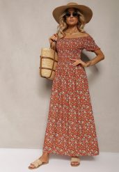 Pomarańczowo-Niebieska Sukienka z Wiskozy Tariya. Brązowe sukienki damskie Renee, m, z aplikacjami, z wiskozy, boho, bez kołnierzyka, bez ramiączek, maxi. W wyprzedaży za 59.49 zł.