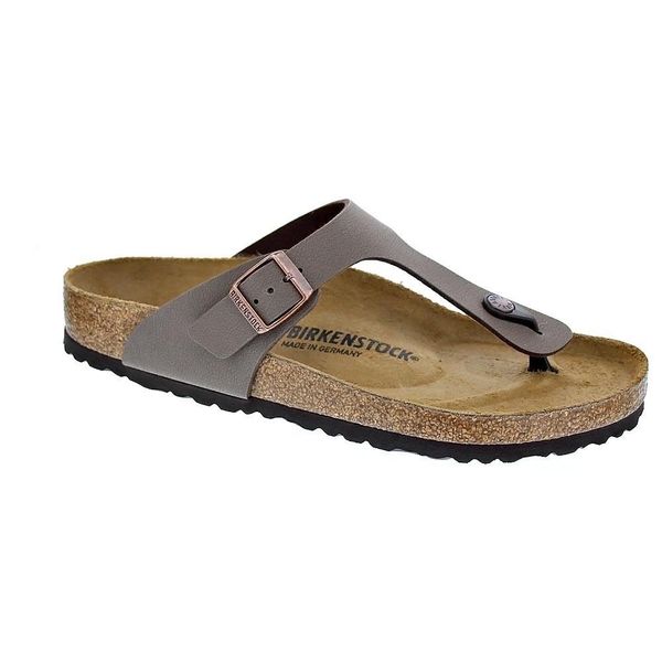 Japonki damskie Birkenstock 043751. Brązowe klapki damskie Birkenstock, bez wzorów, z materiału, bez obcasa. Za 683.00 zł.
