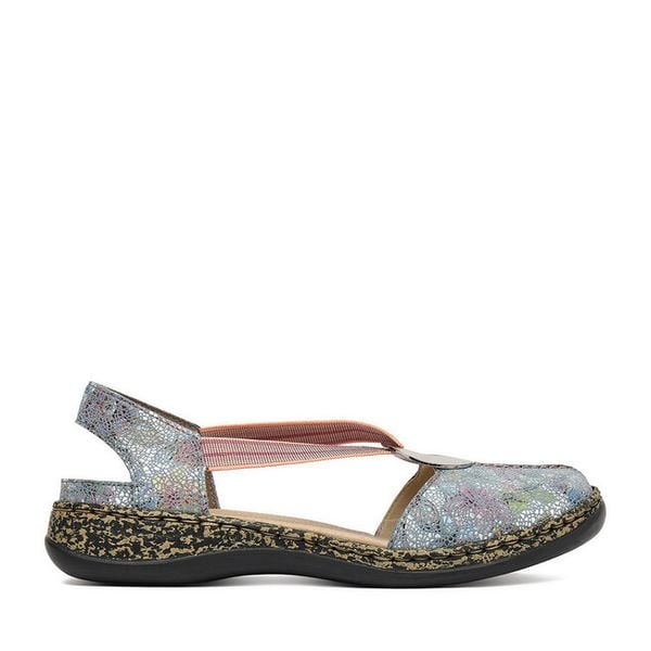 Półbuty Rieker. Niebieskie półbuty damskie Rieker, bez wzorów, bez obcasa, na płaskiej podeszwie. Za 329.99 zł.