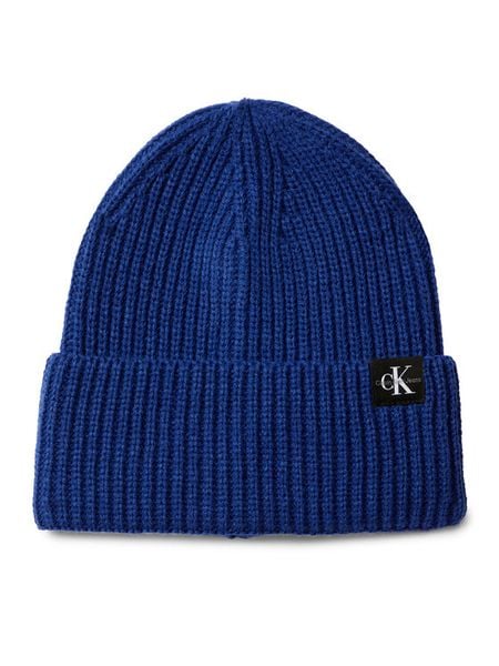 Calvin Klein Jeans Czapka Monogram Rib Beanie IU0IU00440 Niebieski. Niebieskie czapki dziecięce Calvin Klein Jeans, na zimę, bez wzorów, z jeansu. Za 129.99 zł.