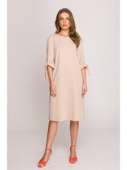 Stylove Sukienka w kolorze beżowym rozmiar: XL. Brązowe sukienki damskie Stylove, na co dzień, xl, bez wzorów, bez kołnierzyka, bez ramiączek, midi, proste. Za 249.76 zł.