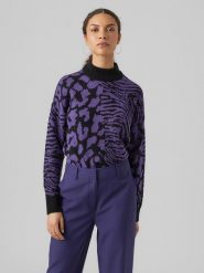 Vero Moda Sweter w kolorze fioletowo-czarnym rozmiar: S. Różowe golfy damskie Vero Moda, s, bez kołnierzyka. Za 52.79 zł.