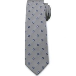 Męski Krawat Chattier - Stalowy, Drobne Kwiatki. Szare krawaty i muchy męskie Chattier, bez wzorów, z tkaniny, eleganckie. Za 49.00 zł.