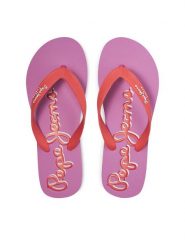 Pepe Jeans Japonki Bay Beach Brand W PLS70157 Czerwony. Czerwone klapki damskie Pepe Jeans, bez wzorów, z jeansu, bez obcasa. Za 99.99 zł.