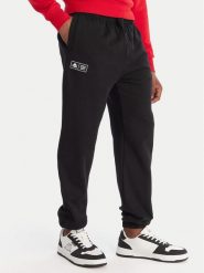 Kappa Spodnie dresowe Olmos 311M2TW Czarny Regular Fit. Czarne spodnie dresowe męskie Kappa, bez wzorów, z bawełny. Za 189.99 zł.