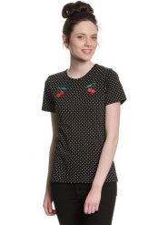 Pussy Deluxe Koszulka "Mini Dots" w kolorze czarnym rozmiar: XL. Czarne bluzki damskie Pussy Deluxe, xl, bez wzorów, bez kołnierzyka, bez ramiączek. Za 48.28 zł.