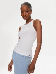 Calvin Klein Jeans Top Variegated J20J223104 Biały Slim Fit. Białe topy damskie Calvin Klein Jeans, xl, bez wzorów, z bawełny, bez kołnierzyka. Za 159.99 zł.