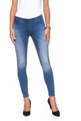 SPODNIE DAMSKIE LEE SLIP-ON L31NHMFM. Niebieskie spodnie materiałowe damskie Lee, bez wzorów, z jeansu. W wyprzedaży za 99.99 zł.