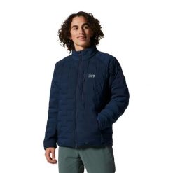 Kurtka turystyczna Mountain Hardwear Stretchdown. Niebieskie kurtki męskie MOUNTAIN HARDWEAR, l, bez wzorów, z materiału, bez kaptura. Za 1,390.50 zł.