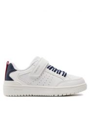 Geox Sneakersy J Washiba Boy J45LQA 05411 C0899 S Biały. Białe buty sportowe chłopięce Geox, bez wzorów, ze skóry, bez zapięcia. Za 149.99 zł.