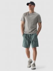4F Spodenki dresowe męskie - oliwkowe 3XL. Brązowe szorty męskie 4f, z bawełny, bez kołnierzyka. W wyprzedaży za 59.99 zł.