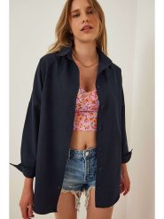 Happiness Istanbul Bluzka w kolorze granatowym rozmiar: 38. Niebieskie bluzki damskie Happiness Istanbul, bez wzorów, bez kołnierzyka, bez ramiączek. Za 65.54 zł.