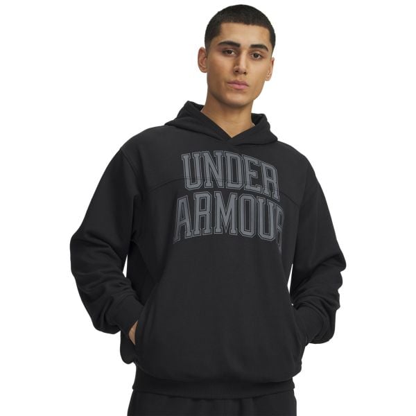 Under Armour UA RIVAL LW GRAPHIC HOODIE Bluza męska. Czarne bluzy z kapturem męskie Under Armour, l, z dresówki. W wyprzedaży za 209.99 zł.