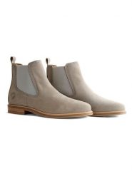 TRAVELIN' Skórzane sztyblety "Paris Nubuck" w kolorze szarym rozmiar: 40. Szare botki damskie Travelin', z nubiku, sportowe, bez obcasa, bez zapięcia. Za 298.87 zł.