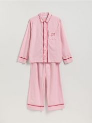 Dwuczęściowa piżama z bawełny - różowy. Czerwone piżamy damskie Reserved, l, bez wzorów, z bawełny, bez ramiączek. Za 159.99 zł.