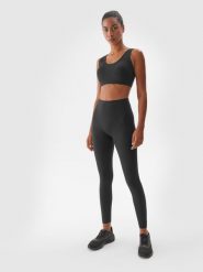 4F Legginsy treningowe z wysokim stanem damskie - czarne L. Czarne legginsy damskie 4f, l, bez wzorów, z dzianiny. Za 149.99 zł.