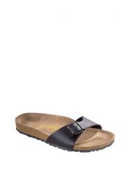 Birkenstock Klapki "Madrid" w kolorze czarnym rozmiar: 38. Czarne klapki damskie Birkenstock, bez wzorów, bez obcasa. Za 280.44 zł.