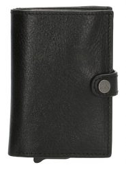 Micmacbags Skórzany portfel w kolorze czarnym - 8 x 10 x 1 cm rozmiar: onesize. Czarne portfele damskie micmacbags, bez wzorów, z materiału. Za 131.74 zł.