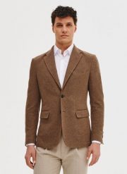 PAKO LORENTE - Brązowa marynarka z dzianiny. Brązowe marynarki męskie Pako Lorente, bez wzorów, z bawełny. Za 399.99 zł.