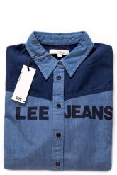 LEE TOP BLOCKING SHIRT FROST BLUE L45KBIMJ 112110271. Niebieskie topy damskie Lee, l, bez wzorów, z jeansu, bez kołnierzyka. W wyprzedaży za 49.99 zł.