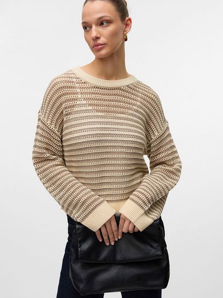 Vero Moda Sweter w kolorze beżowym rozmiar: M. Brązowe swetry klasyczne damskie Vero Moda, m, ze splotem, bez kołnierzyka. Za 43.47 zł.