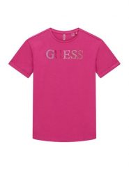 Guess T-Shirt J6GI33 J1314 Różowy ciemny Regular Fit. Czerwone koszulki dziewczęce Guess, z aplikacjami, z bawełny, bez ramiączek. Za 134.99 zł.