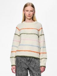 Pieces Sweter w kolorze kremowym rozmiar: L. Brązowe swetry klasyczne damskie Pieces, l, ze splotem, bez kołnierzyka. Za 79.03 zł.