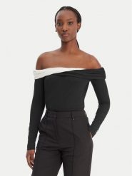 KARL LAGERFELD Bluzka B1W17009 Czarny Slim Fit. Czarne topy sportowe damskie Karl Lagerfeld, s, bez wzorów, bez ramiączek. Za 649.99 zł.