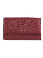 COCCINELLE Skórzany portfel w kolorze bordowym - 19 x 10 cm rozmiar: onesize. Czerwone portfele damskie Coccinelle, bez wzorów, z materiału. Za 501.57 zł.