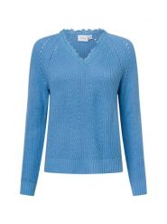 Vila sweter z dzianiny - Vioa Kobiety Sztuczne włókno niebieski, M. Niebieskie swetry klasyczne damskie Vila, m, z dzianiny, bez kołnierzyka. Za 159.95 zł.