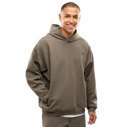 Męska bluza sportowa z kapturem Fitness Siroko Motion Green. Brązowe bluzy sportowe męskie SIROKO, bez wzorów, z materiału, casualowe, bez kołnierzyka, bez ramiączek. Za 168.00 zł.