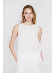 Le Jardin du Lin Lniany top w kolorze białym rozmiar: 36. Białe topy damskie Le jardin du lin, bez wzorów, ze lnu, bez kołnierzyka. Za 169.95 zł.