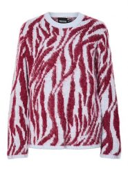 Pieces Sweter "Mynthe" w kolorze błękitno-czerwonym rozmiar: XS. Czerwone swetry klasyczne damskie Pieces, xs, bez kołnierzyka. Za 91.56 zł.