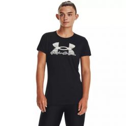 Koszulka damska Under Armour Tech Solid Script SSC. Czarne bluzki sportowe damskie Under Armour, s, bez wzorów, bez ramiączek. Za 79.99 zł.