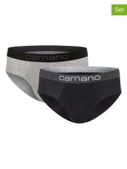 Camano Slipy (2 pary) w kolorze czarno-szarym rozmiar: XXL. Czarne slipki męskie camano, bez wzorów. Za 43.99 zł.