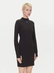 HUGO Sukienka codzienna Nilla 50545016 Czarny Slim Fit. Czarne sukienki damskie Hugo, na co dzień, xs, bez wzorów, z bawełny, bez kołnierzyka, bez ramiączek, proste. Za 479.99 zł.