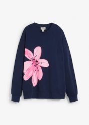 Bluza oversize. Niebieskie bluzy z nadrukiem damskie bonprix. Za 37.99 zł.