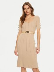 Marciano Guess Sukienka dzianinowa 5RGK07 5810Z Beżowy Regular Fit. Brązowe sukienki damskie Marciano Guess, z aplikacjami, z dzianiny, bez kołnierzyka, bez ramiączek. Za 659.99 zł.