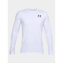 Koszulka longsleeve fitness męska UNDER ARMOUR z długim rękawem. Białe t-shirty sportowe męskie Under Armour, m, bez ramiączek, do biegania. Za 97.73 zł.
