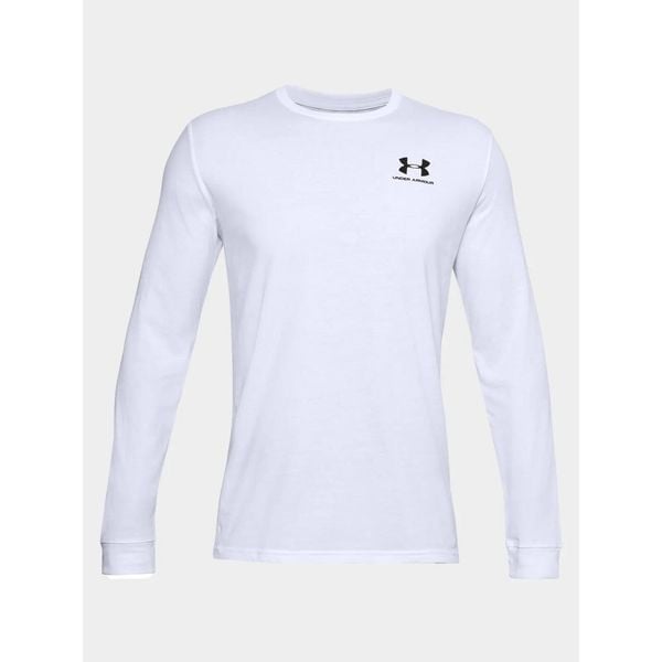Koszulka longsleeve fitness męska UNDER ARMOUR z długim rękawem. Białe t-shirty sportowe męskie Under Armour, m, bez ramiączek, do biegania. Za 97.73 zł.