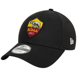 Czapka z daszkiem męska Core 9FORTY AS Roma Cap. Czarne czapki męskie New Era, bez wzorów, z bawełny, sportowe. Za 144.00 zł.