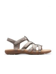 Clarks Skórzane sandały "Elizabelle Sky" w kolorze szarym rozmiar: 41. Szare sandały damskie Clarks, bez wzorów, bez obcasa. Za 181.95 zł.