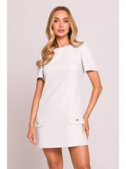 Made of emotion Sukienka w kolorze białym rozmiar: M. Białe sukienki damskie Made Of Emotion, m, bez wzorów, bez kołnierzyka, bez ramiączek, mini. Za 231.13 zł.