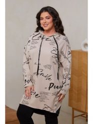 Curvy Lady Sukienka dresowa w kolorze beżowym rozmiar: 44/46. Brązowe sukienki damskie Curvy Lady, z aplikacjami, z bawełny, klasyczne, bez kołnierzyka, bez ramiączek, mini. Za 100.99 zł.