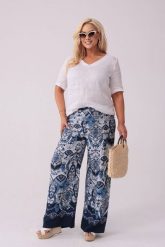 Satynowe spodnie Marina PLUS SIZE OVERSIZE XXL. Białe spodnie materiałowe damskie Moda Size Plus Iwanek, bez wzorów, z materiału, eleganckie, plus size. Za 269.90 zł.