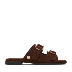 Klapki U.S. Polo Assn. Brązowe klapki damskie U.S. Polo Assn., bez wzorów, bez obcasa. Za 269.99 zł.