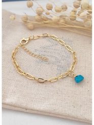 Atelier MIU Pozłacana bransoletka z zawieszką - dł. 16 cm rozmiar: onesize. Niebieskie bransoletki damskie atelier MIU, pozłacane. Za 30.99 zł.